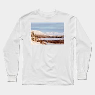 Scenic winter at frozen Lake Laberge Yukon Canada Long Sleeve T-Shirt